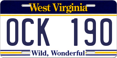 WV license plate OCK190