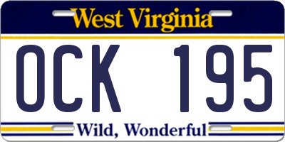 WV license plate OCK195