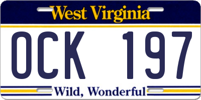 WV license plate OCK197