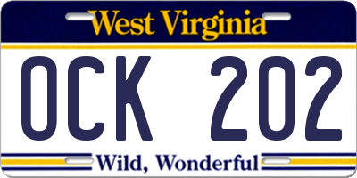 WV license plate OCK202