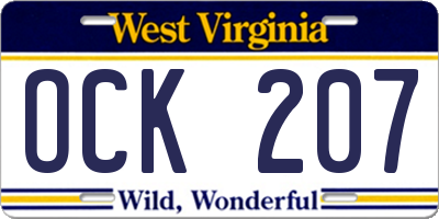 WV license plate OCK207
