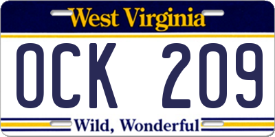 WV license plate OCK209