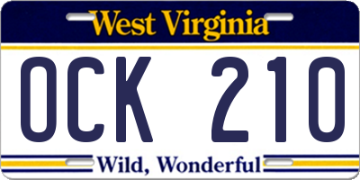WV license plate OCK210