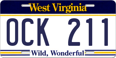 WV license plate OCK211