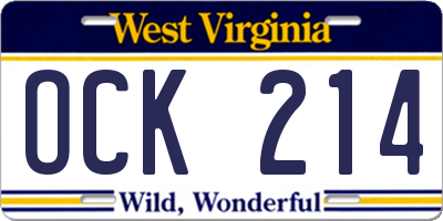 WV license plate OCK214