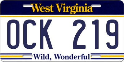 WV license plate OCK219
