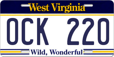WV license plate OCK220