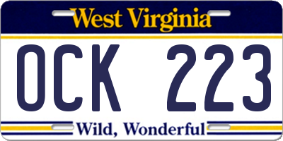 WV license plate OCK223