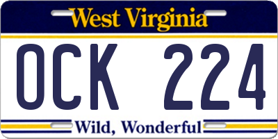 WV license plate OCK224