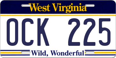 WV license plate OCK225