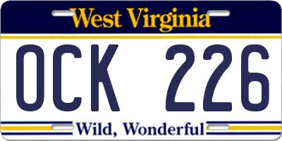 WV license plate OCK226