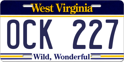 WV license plate OCK227