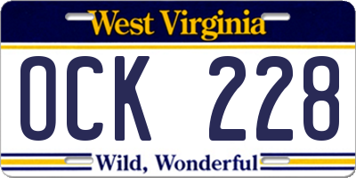 WV license plate OCK228