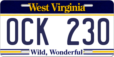 WV license plate OCK230