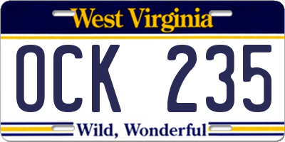 WV license plate OCK235