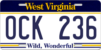 WV license plate OCK236