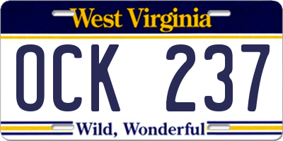 WV license plate OCK237