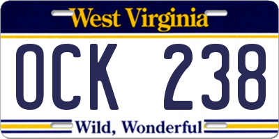 WV license plate OCK238