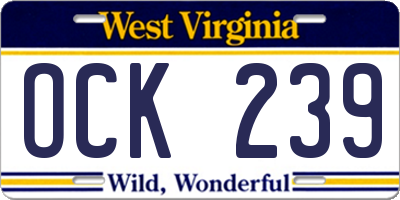 WV license plate OCK239