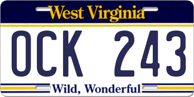 WV license plate OCK243