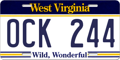 WV license plate OCK244