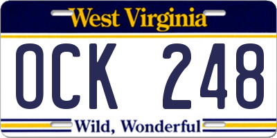 WV license plate OCK248
