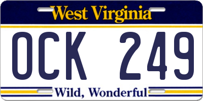 WV license plate OCK249