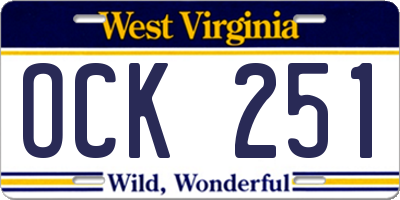 WV license plate OCK251