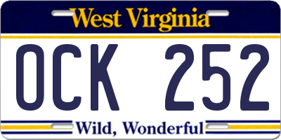 WV license plate OCK252