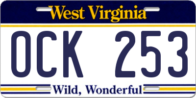 WV license plate OCK253