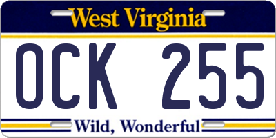 WV license plate OCK255