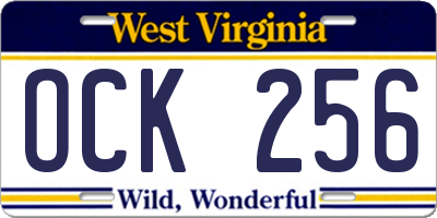 WV license plate OCK256
