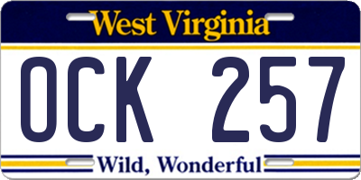 WV license plate OCK257