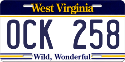 WV license plate OCK258