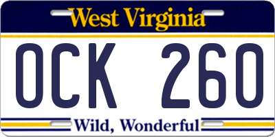 WV license plate OCK260