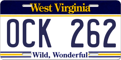 WV license plate OCK262