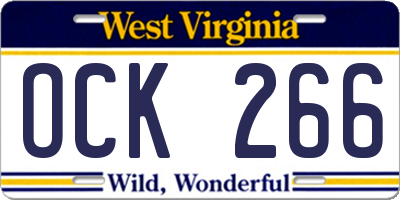 WV license plate OCK266