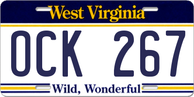 WV license plate OCK267