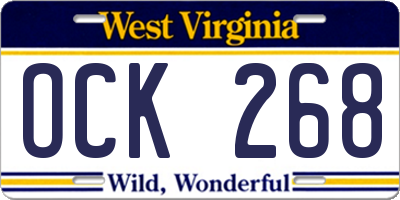 WV license plate OCK268