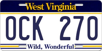 WV license plate OCK270