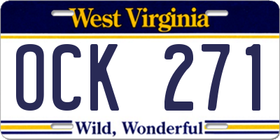WV license plate OCK271