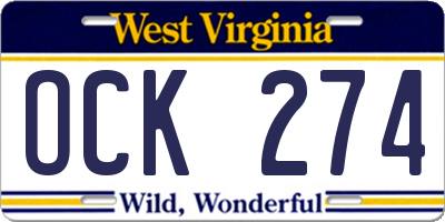 WV license plate OCK274