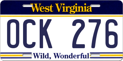 WV license plate OCK276