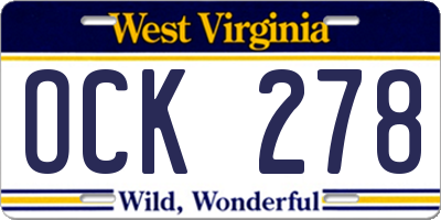 WV license plate OCK278