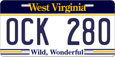 WV license plate OCK280