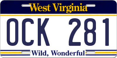 WV license plate OCK281