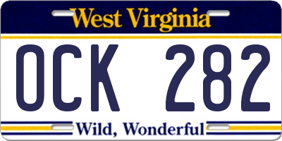 WV license plate OCK282