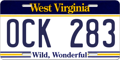 WV license plate OCK283