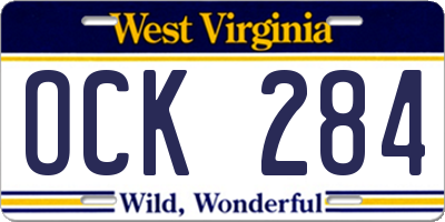 WV license plate OCK284