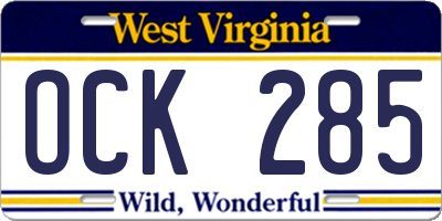WV license plate OCK285